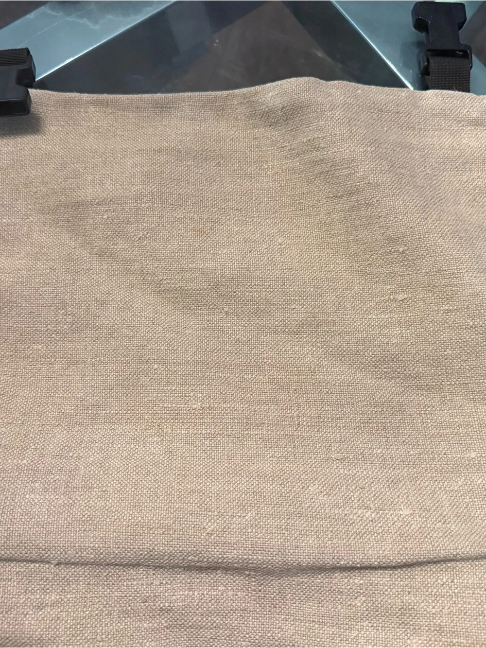 Neutral Cream Canvas Duffel Bag with Black Accents